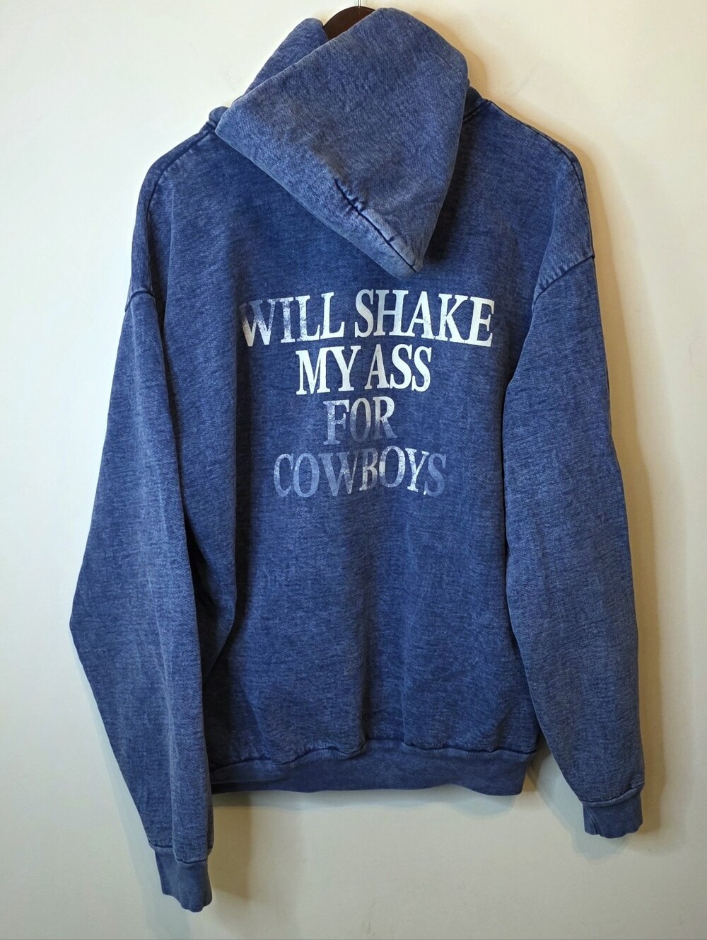 She Is Gracie Lou Blue Acid Wash Hoodie Size XL Heavy Duty Oversized Western